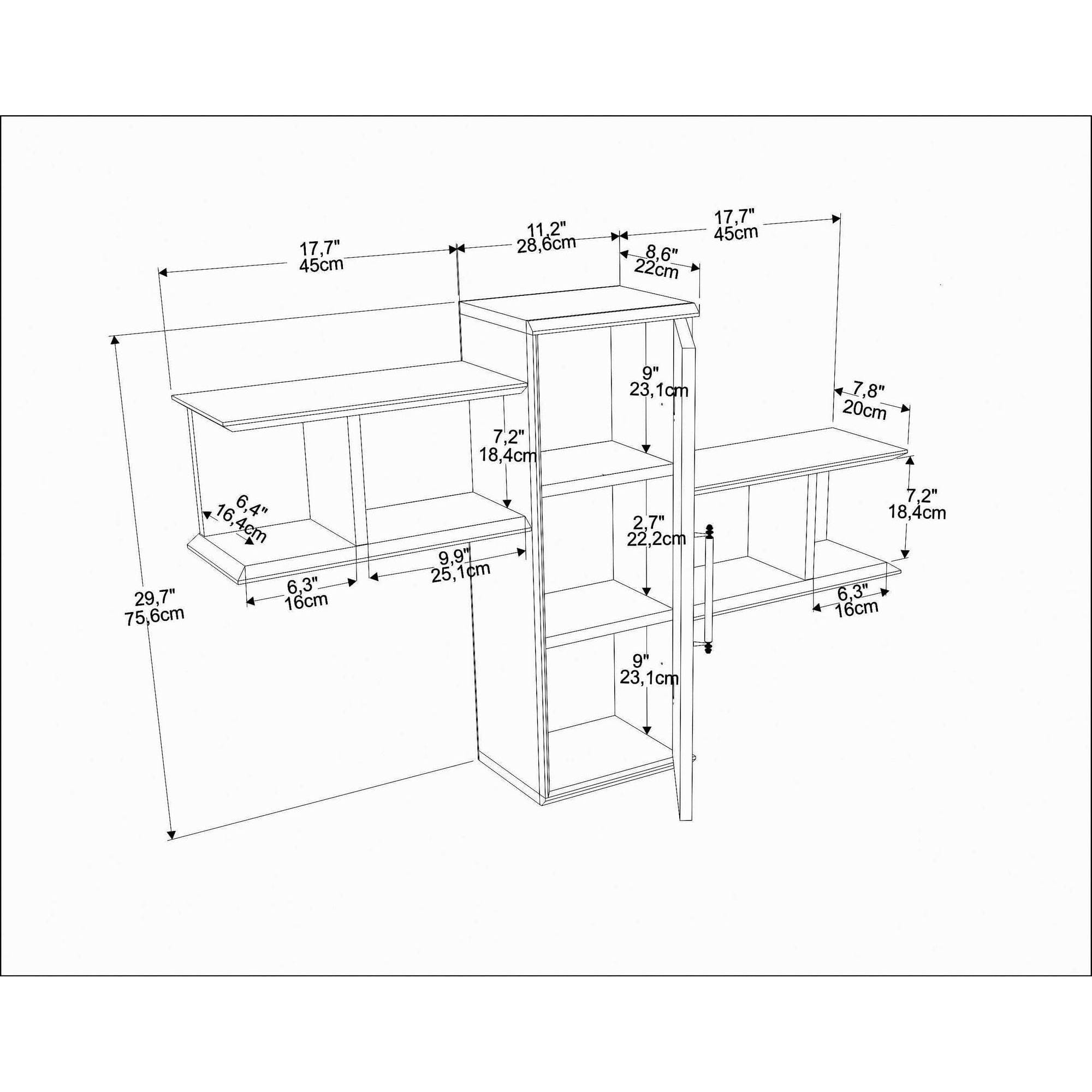 Raft OLIDA, nuc/negru, PAL melaminat, 119x35x52 cm