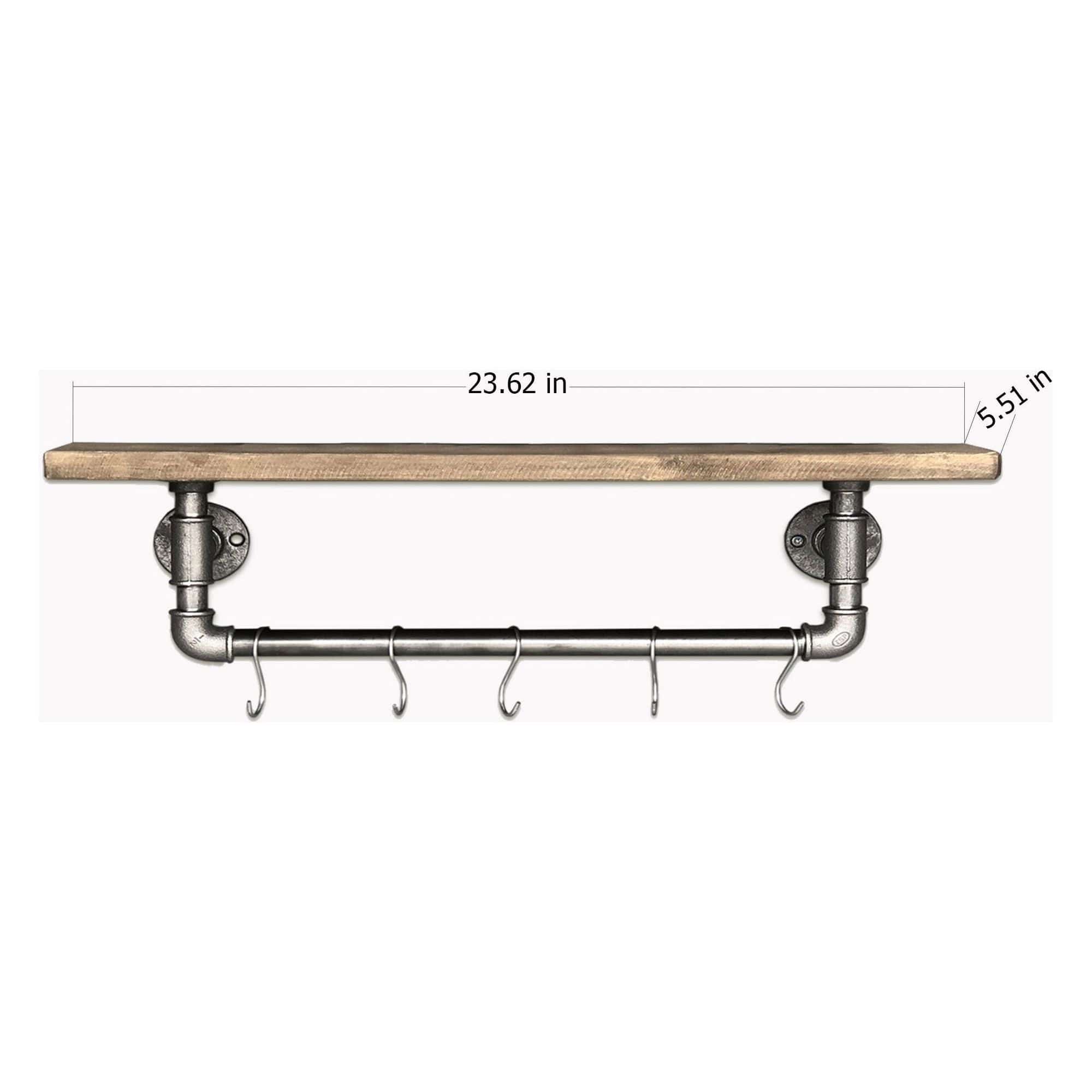 Raft pentru baie BORURAF 117, stejar inchis/gri, lemn de molid/metal, 28x14x16 cm
