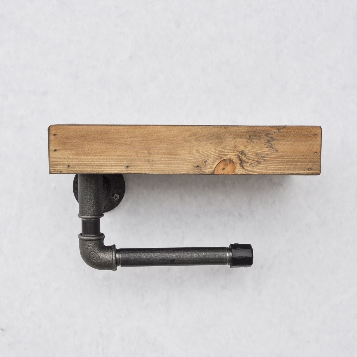 Raft pentru baie BORURAF 117, stejar inchis/gri, lemn de molid/metal, 28x14x16 cm