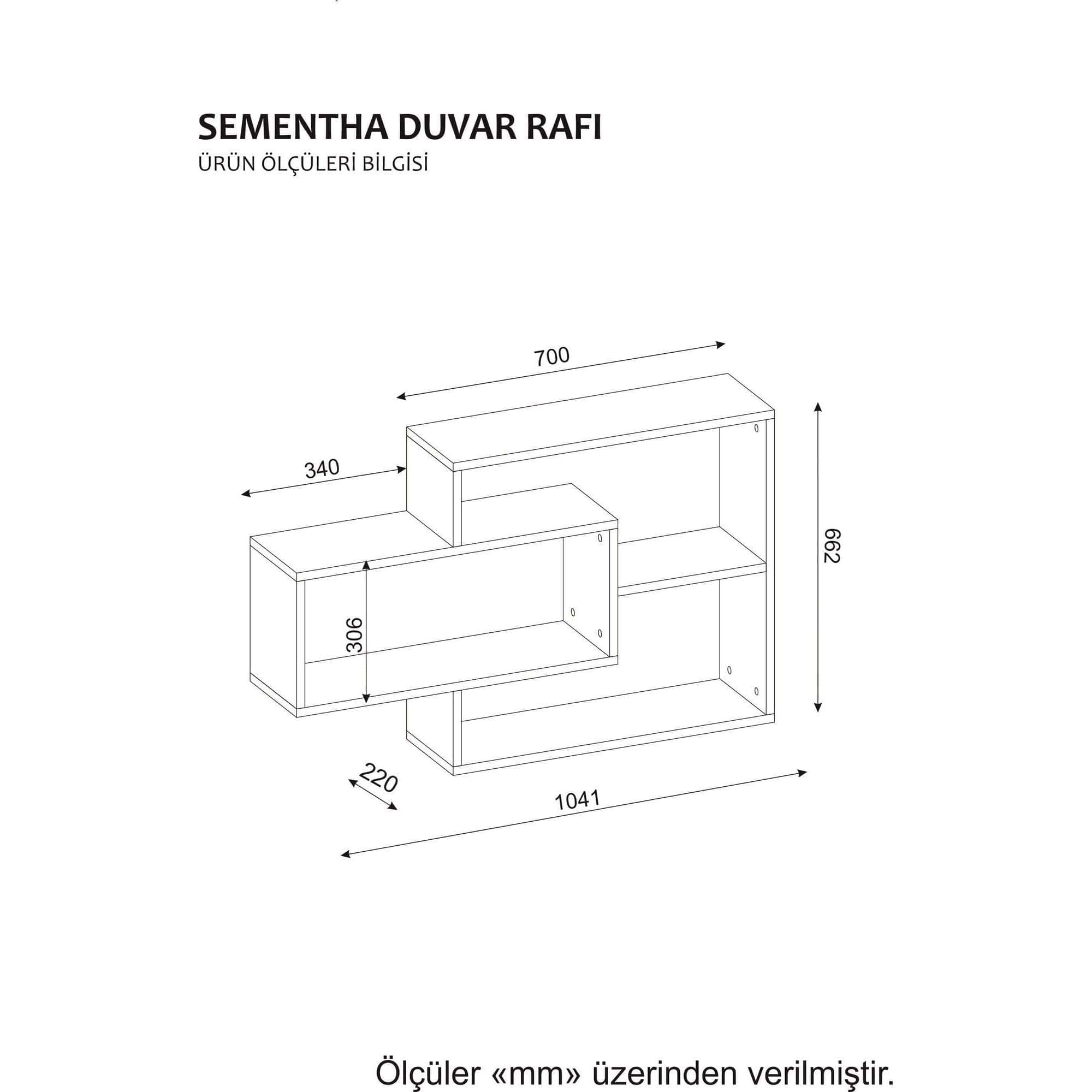Raft SEMENTHA, alb/stejar sonoma, PAL melaminat, 104x22x66 cm
