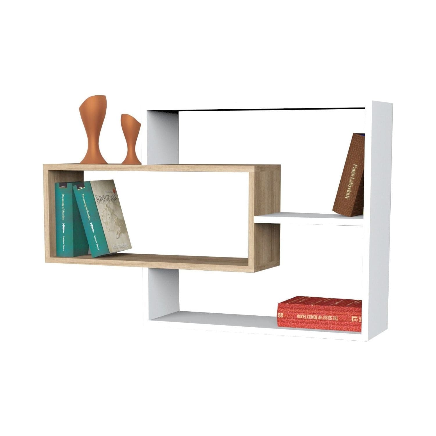 Raft SEMENTHA, alb/stejar sonoma, PAL melaminat, 104x22x66 cm