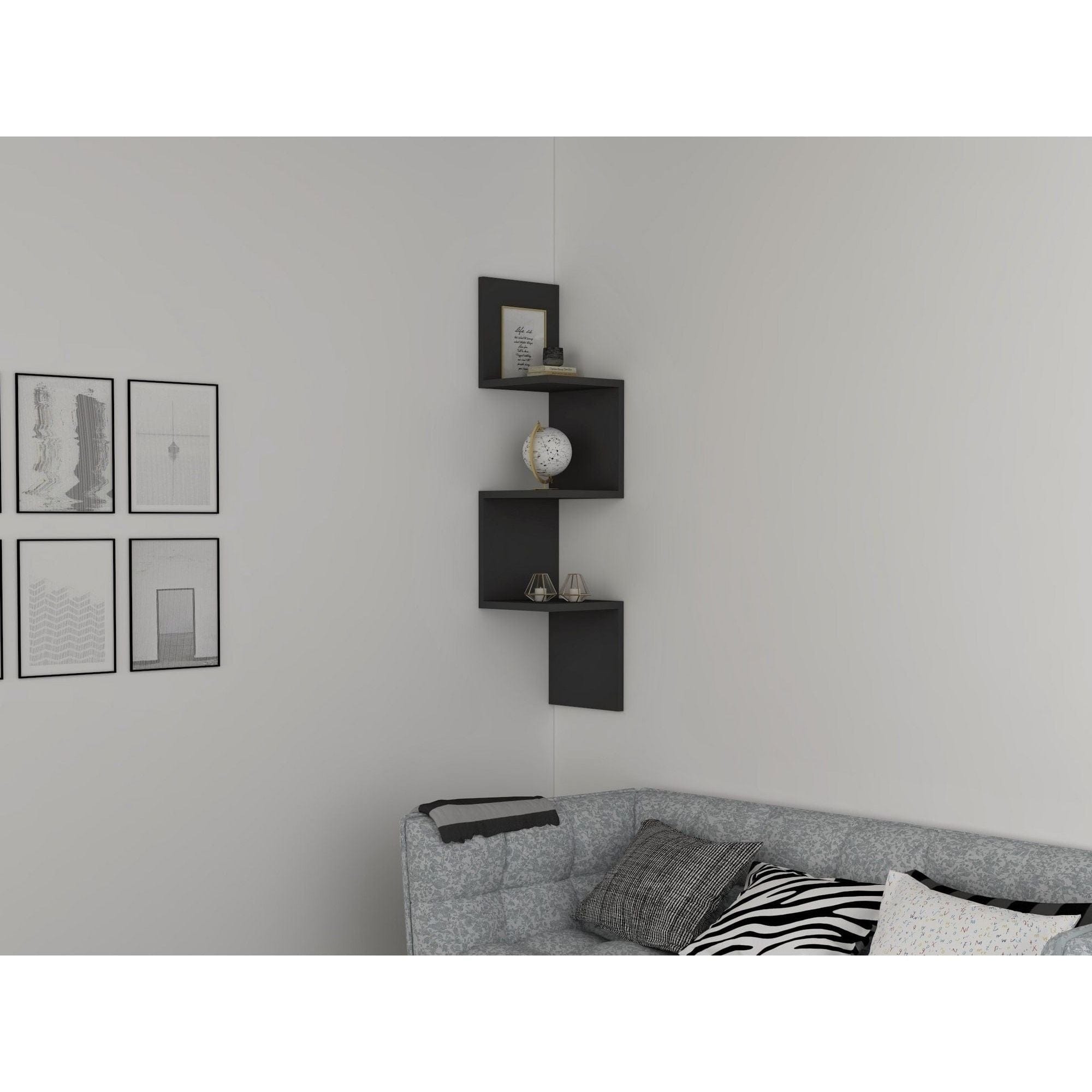 Raft ZIKZAK, gri antracit, PAL melaminat, 25x25x105 cm