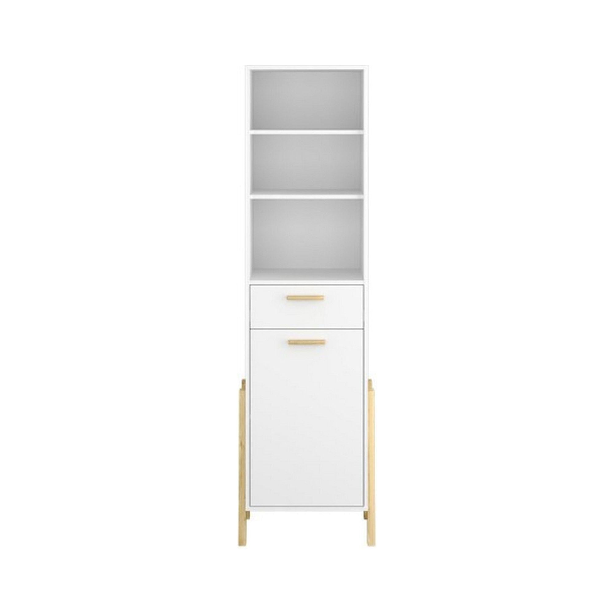 Dulap BELLE, alb/stejar auriu, PAL laminat, cu o usa si un sertar, 96x55x197 cm