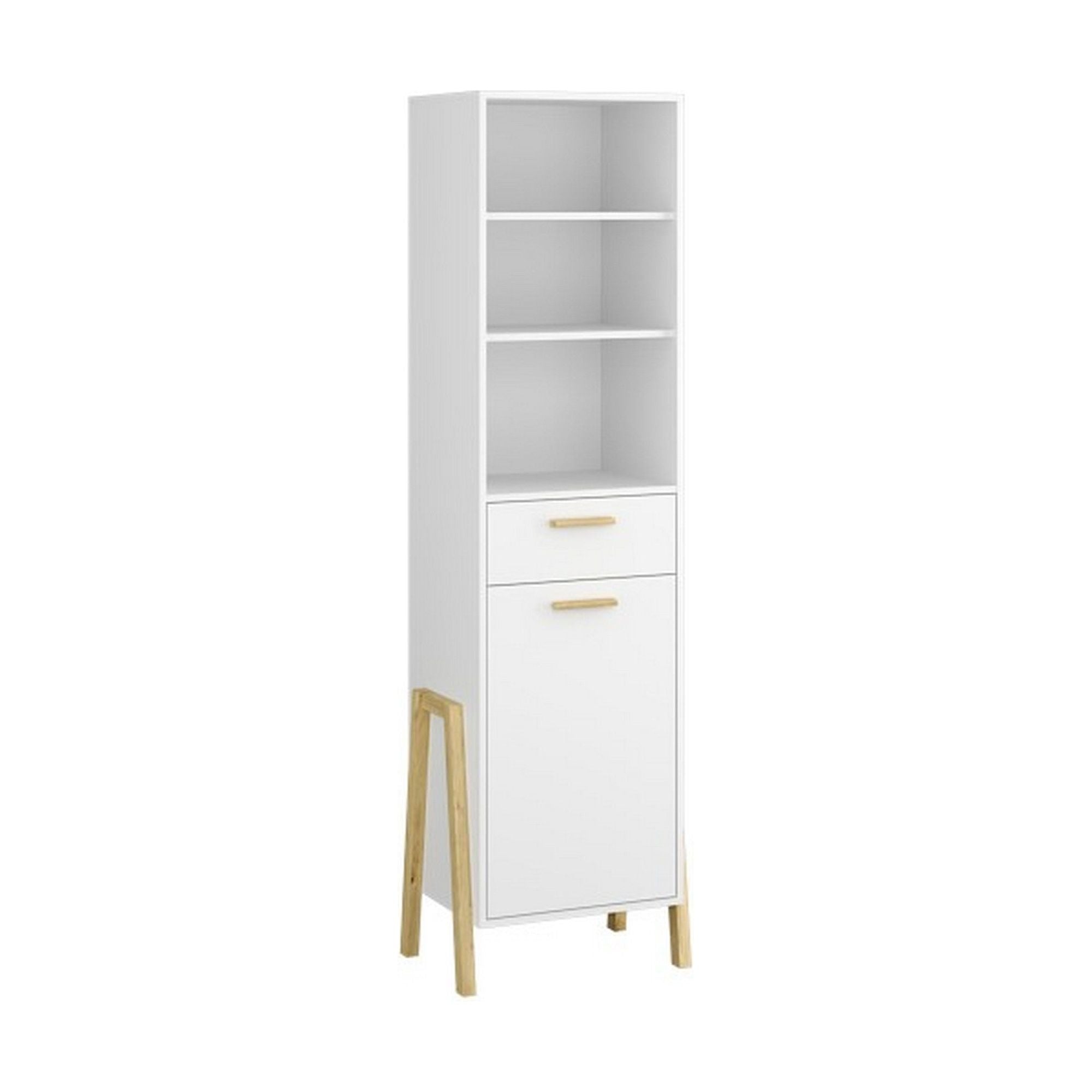 Dulap BELLE, alb/stejar auriu, PAL laminat, cu o usa si un sertar, 96x55x197 cm