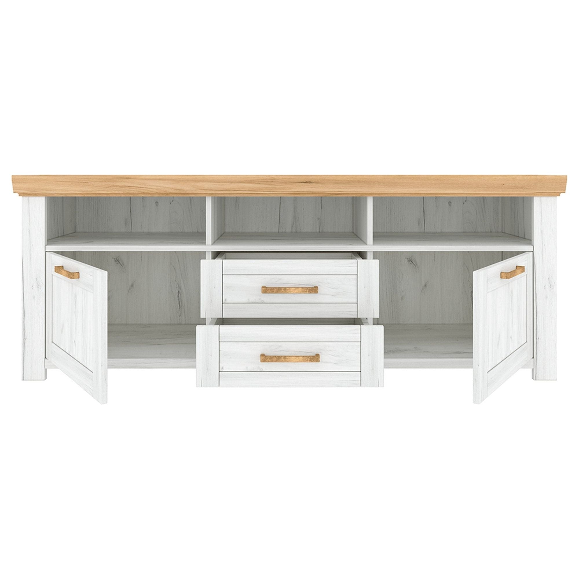 Comoda TV SUDBURY, stejar craft auriu/stejar craft alb, DTD laminat, 168x48x63 cm