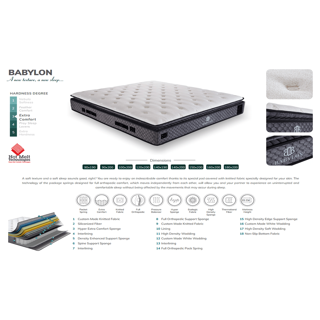 Saltea BABYLON, alb/gri, 160x200 cm