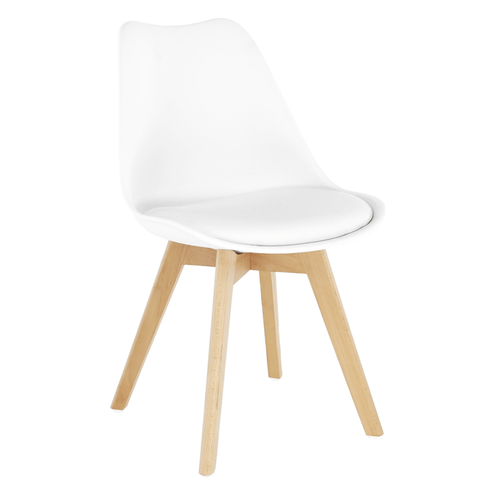 Scaun BALI 2 NEW, alb/fag, piele ecologica/plastic/lemn, 48x56x81 cm