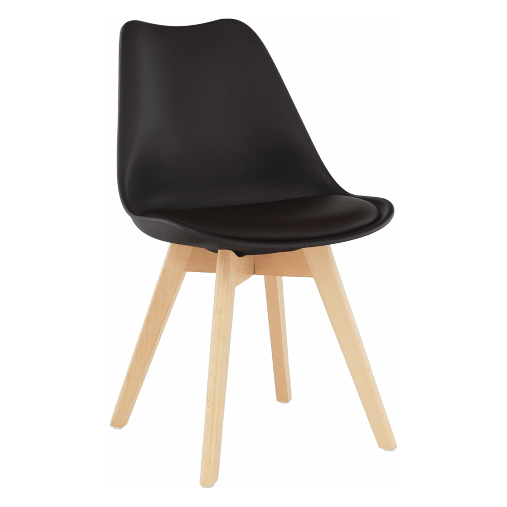 Scaun BALI 2 NEW, maro inchis/fag, piele ecologica/lemn, 48x56x80 cm