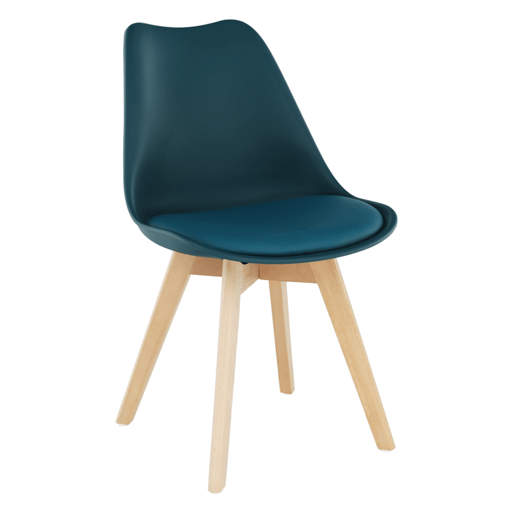 Scaun BALI 2 NEW, petrol/fag, piele ecologica/plastic/lemn, 48x56x81 cm