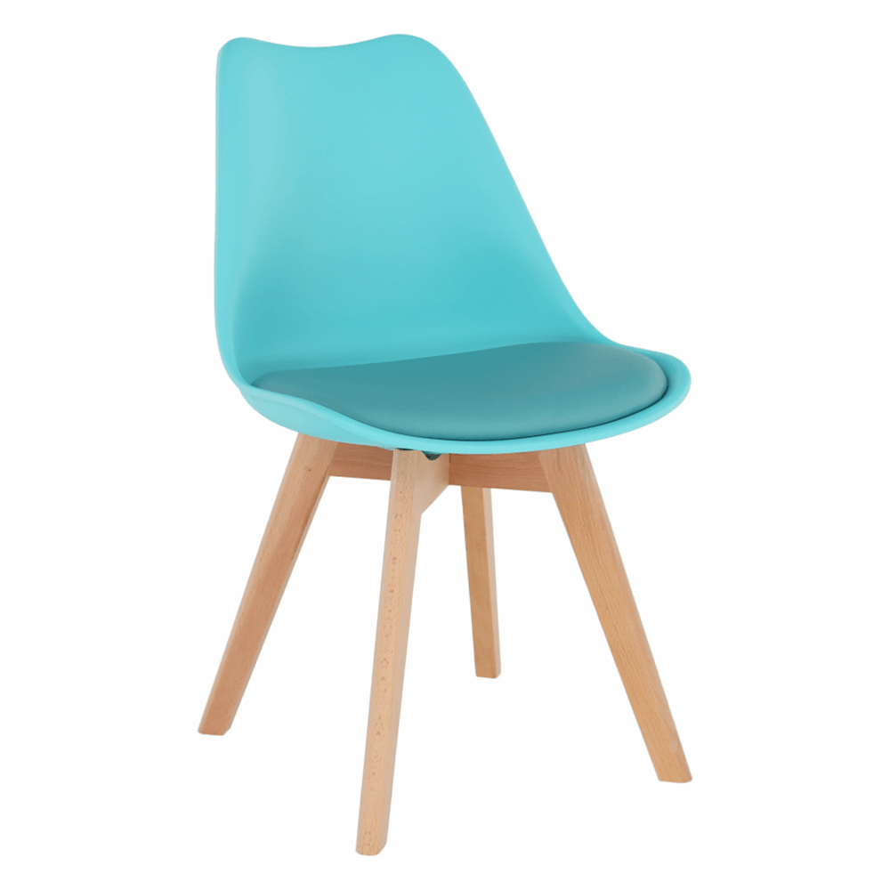 Scaun BALI NEW, mentol/fag, piele ecologica/plastic/lemn, 48x56x81 cm