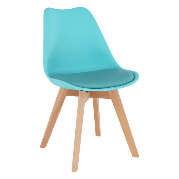 Scaun BALI NEW, mentol/fag, piele ecologica/plastic/lemn, 48x56x81 cm