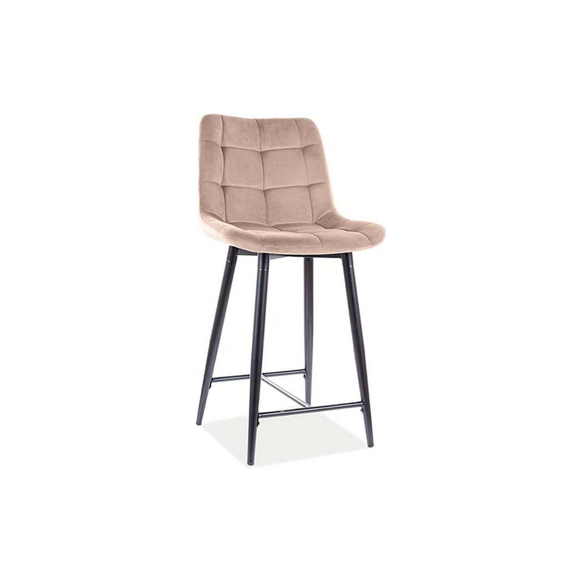 Scaun bar CHIC H-2, bej - Bluvel 28/negru, stofa catifelata/metal, 46x37x90 cm