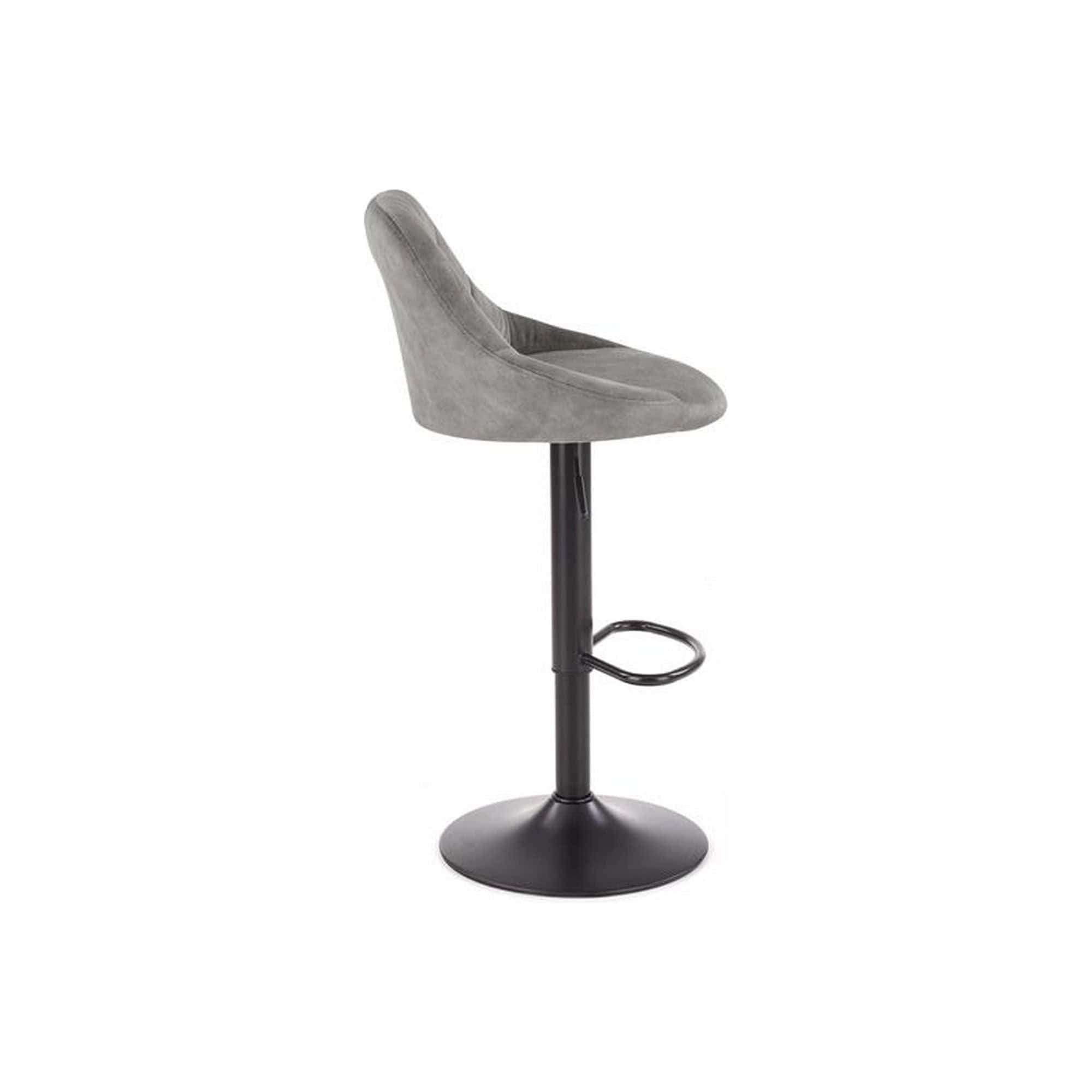 Scaun bar H101, stofa catifelata gri - Bluvel 14, 47x45x106 cm