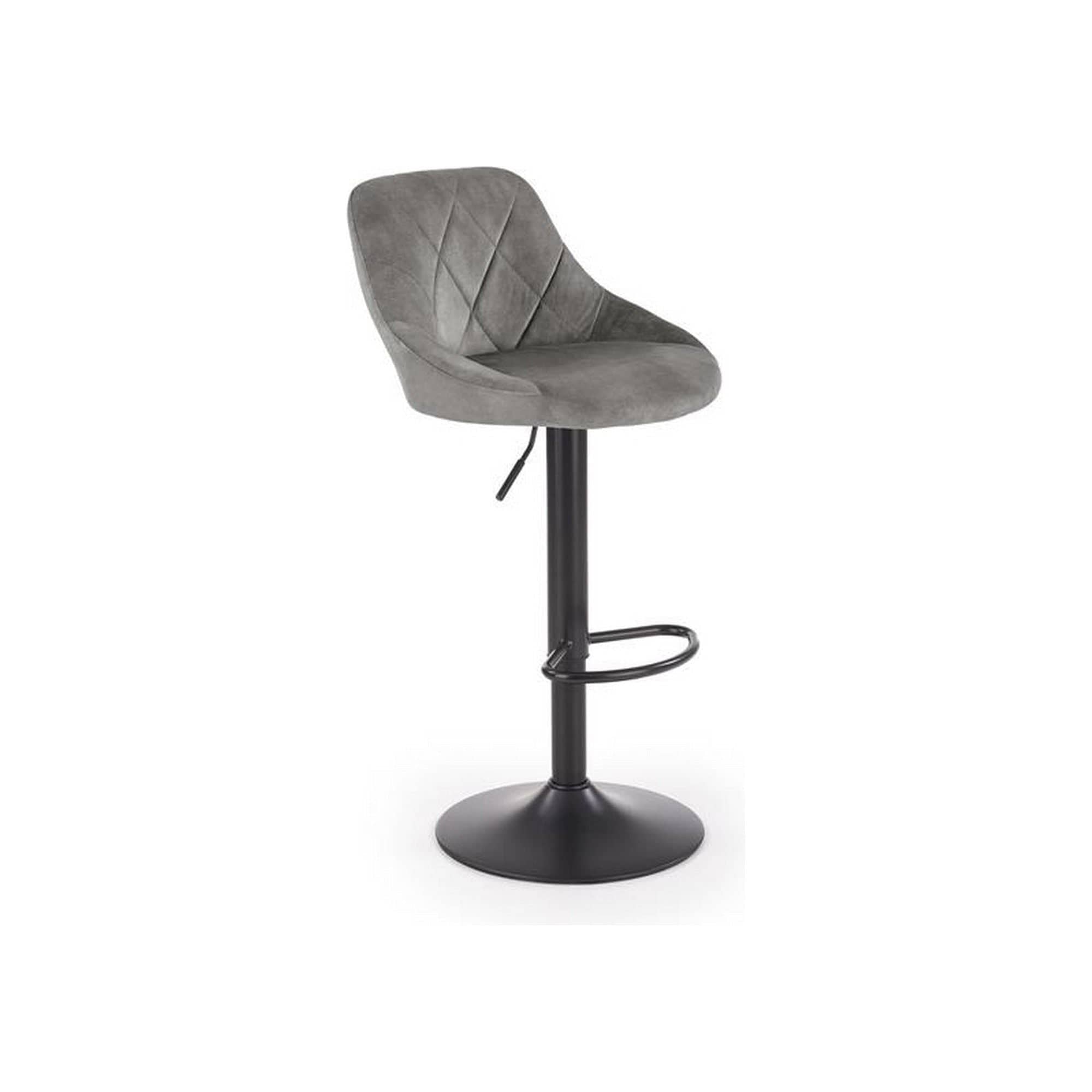 Scaun bar H101, stofa catifelata gri - Bluvel 14, 47x45x106 cm