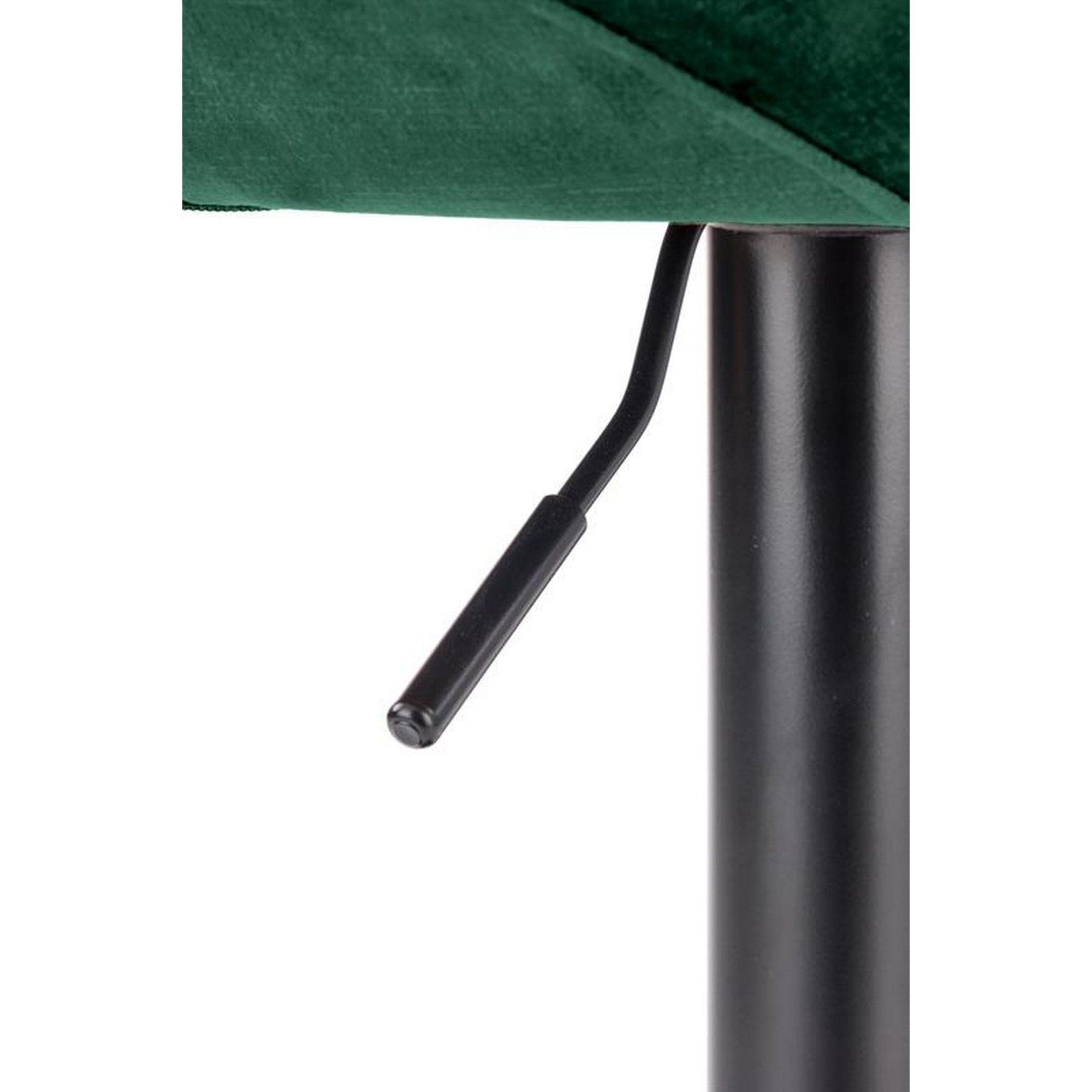 Scaun bar H102, verde inchis/negru, stofa catifelata/otel, 53x48x100 cm