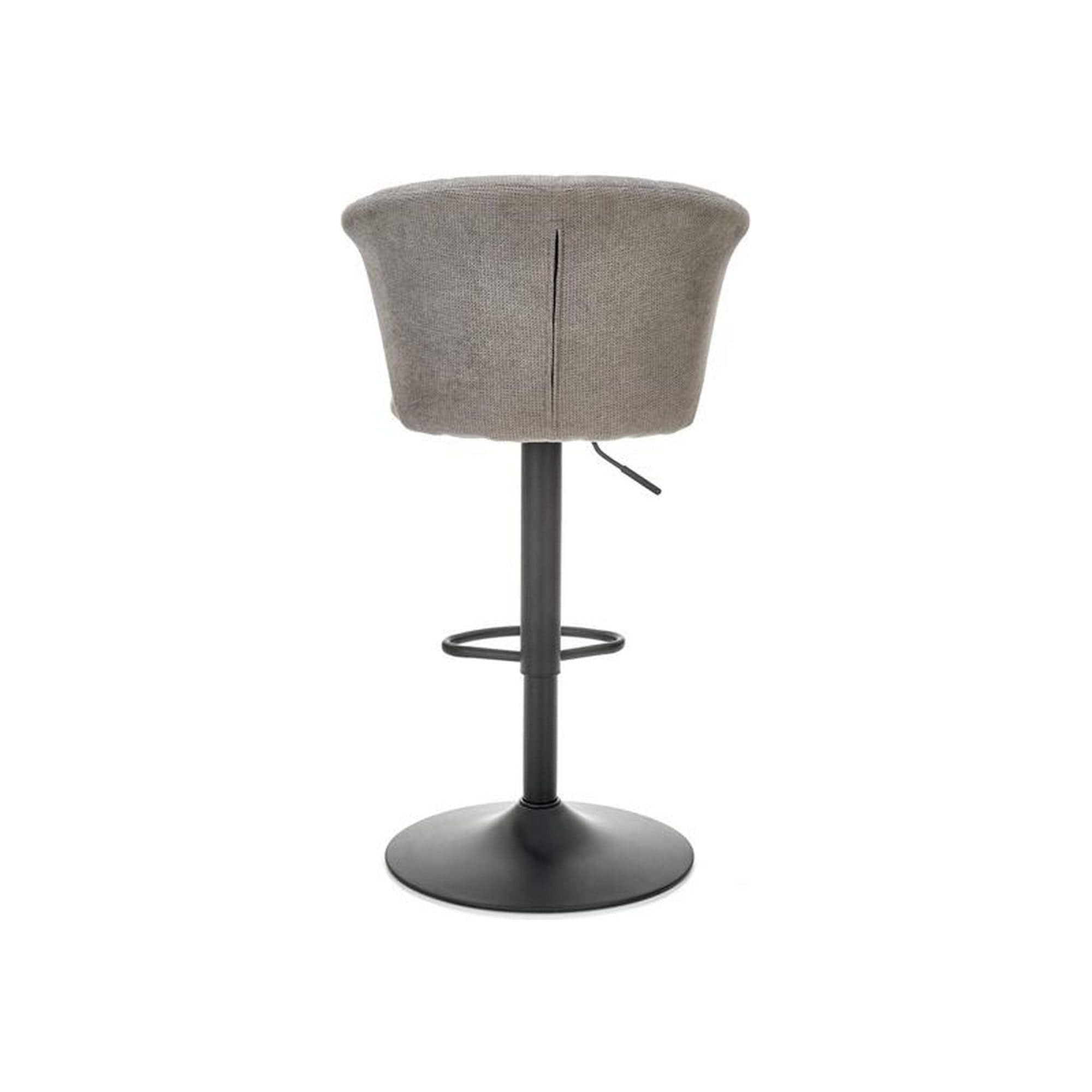 Scaun bar H104, gri/negru, stofa/otel, 55x53x90/112 cm