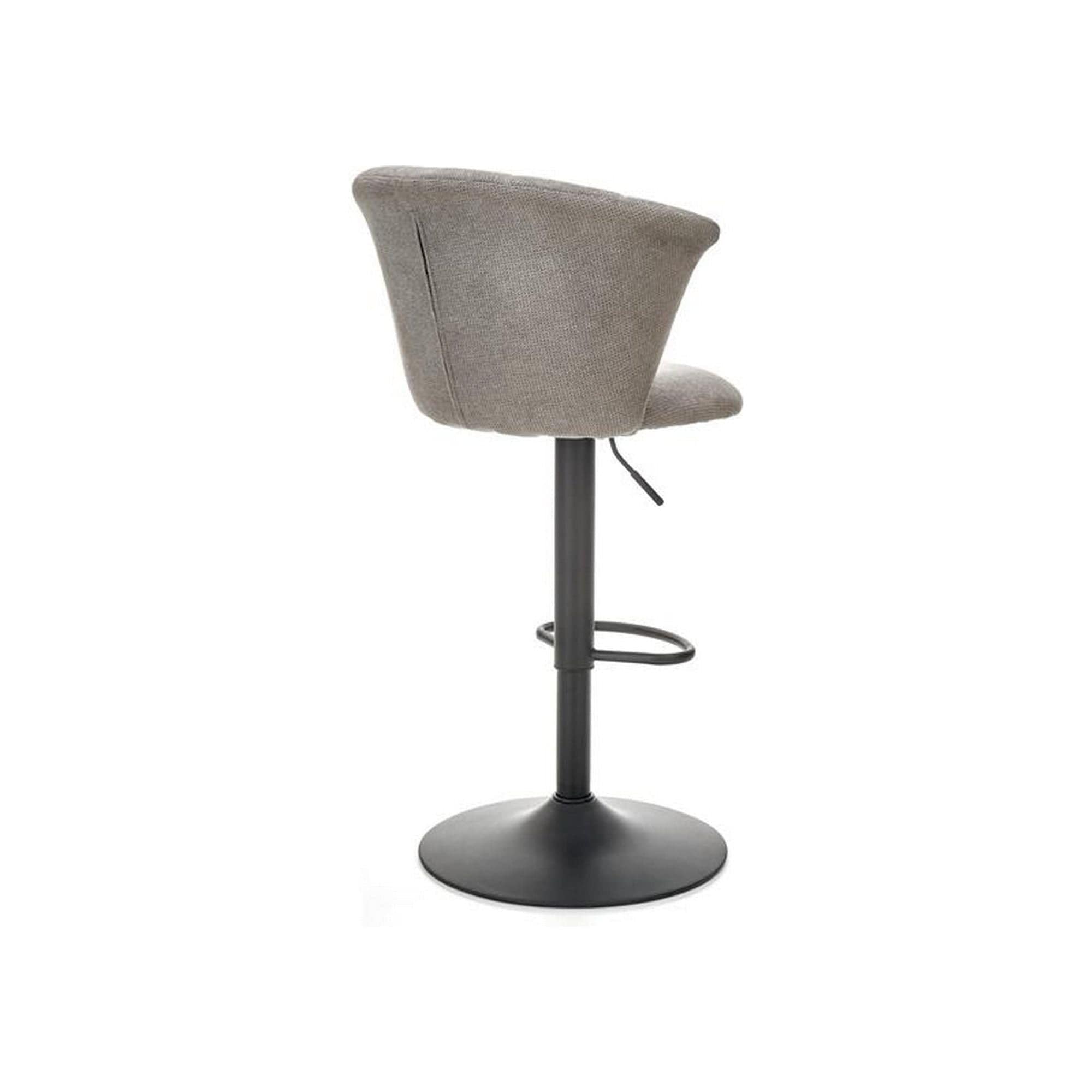 Scaun bar H104, gri/negru, stofa/otel, 55x53x90/112 cm