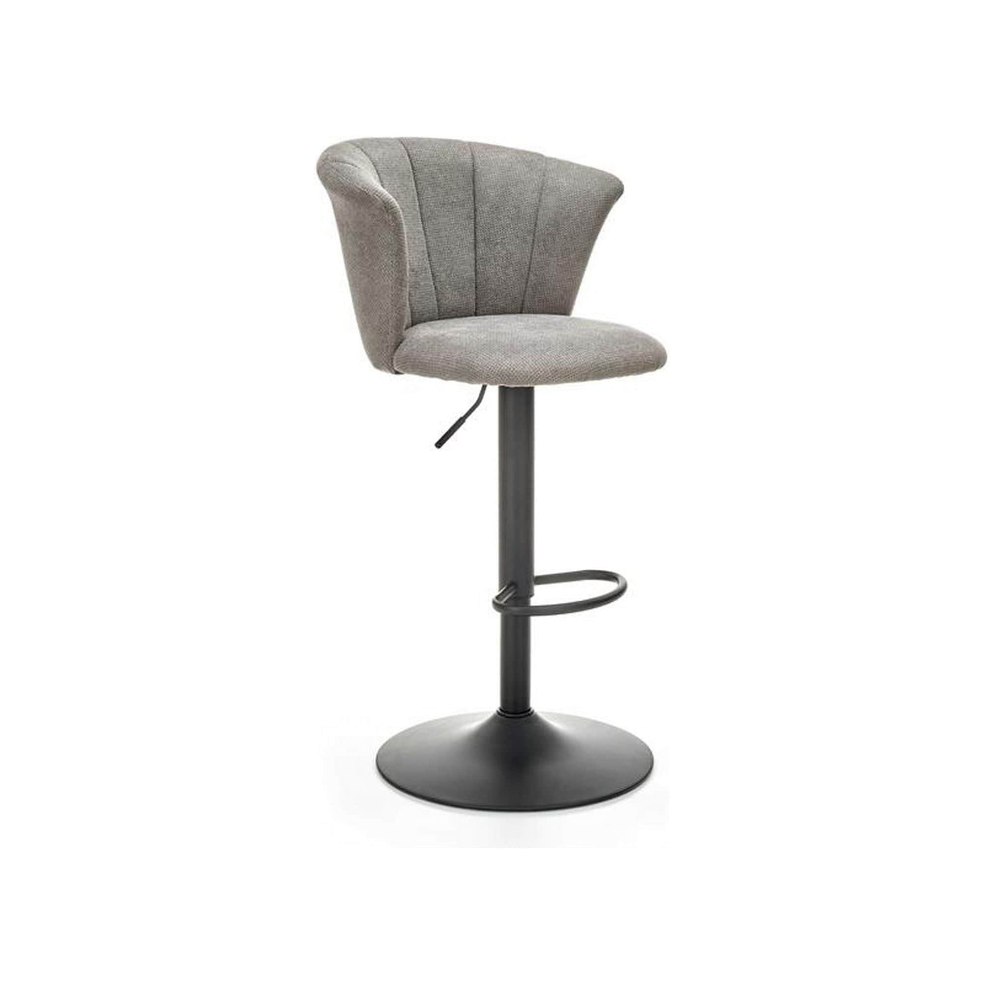 Scaun bar H104, gri/negru, stofa/otel, 55x53x90/112 cm