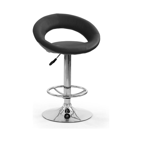 Scaun bar H15, negru/crom, piele ecologica/metal, 54x46x80/102 cm