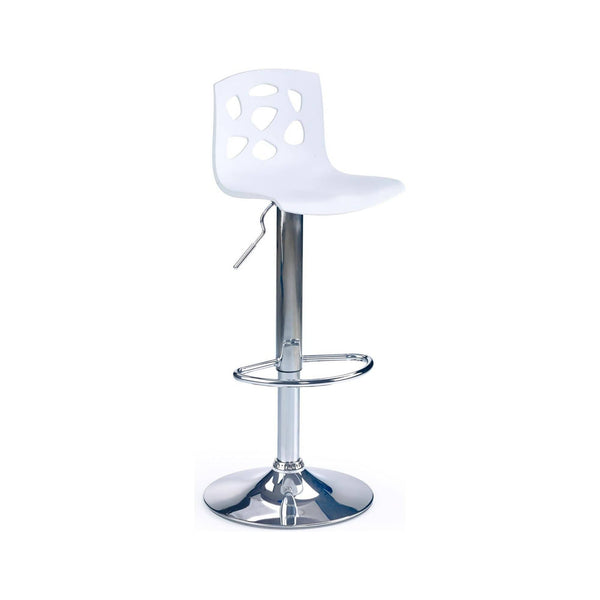 Scaun bar H48, alb/crom, plastic/otel, 37x36x83/105 cm