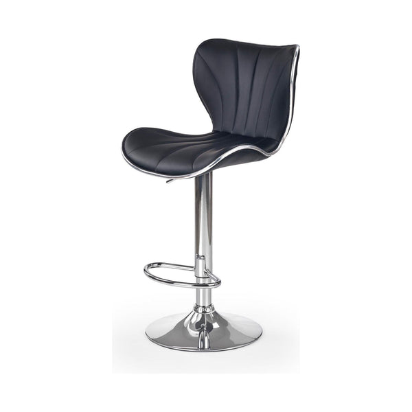 Scaun bar H69, negru/crom, piele ecologica/otel, 48x55x91/111 cm