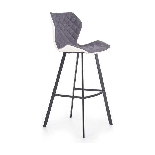 Scaun bar H83, gri/negru, stofa/piele ecologica/metal, 50x48x101 cm