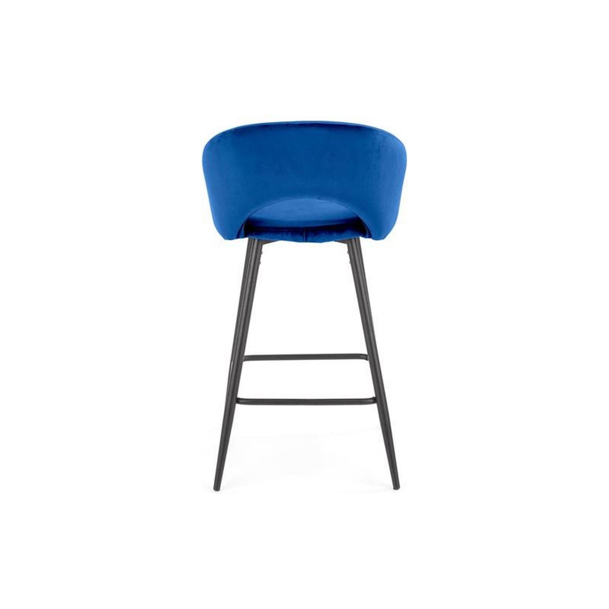 Scaun bar H96, albastru inchis/negru, stofa/otel, 48x49x89 cm