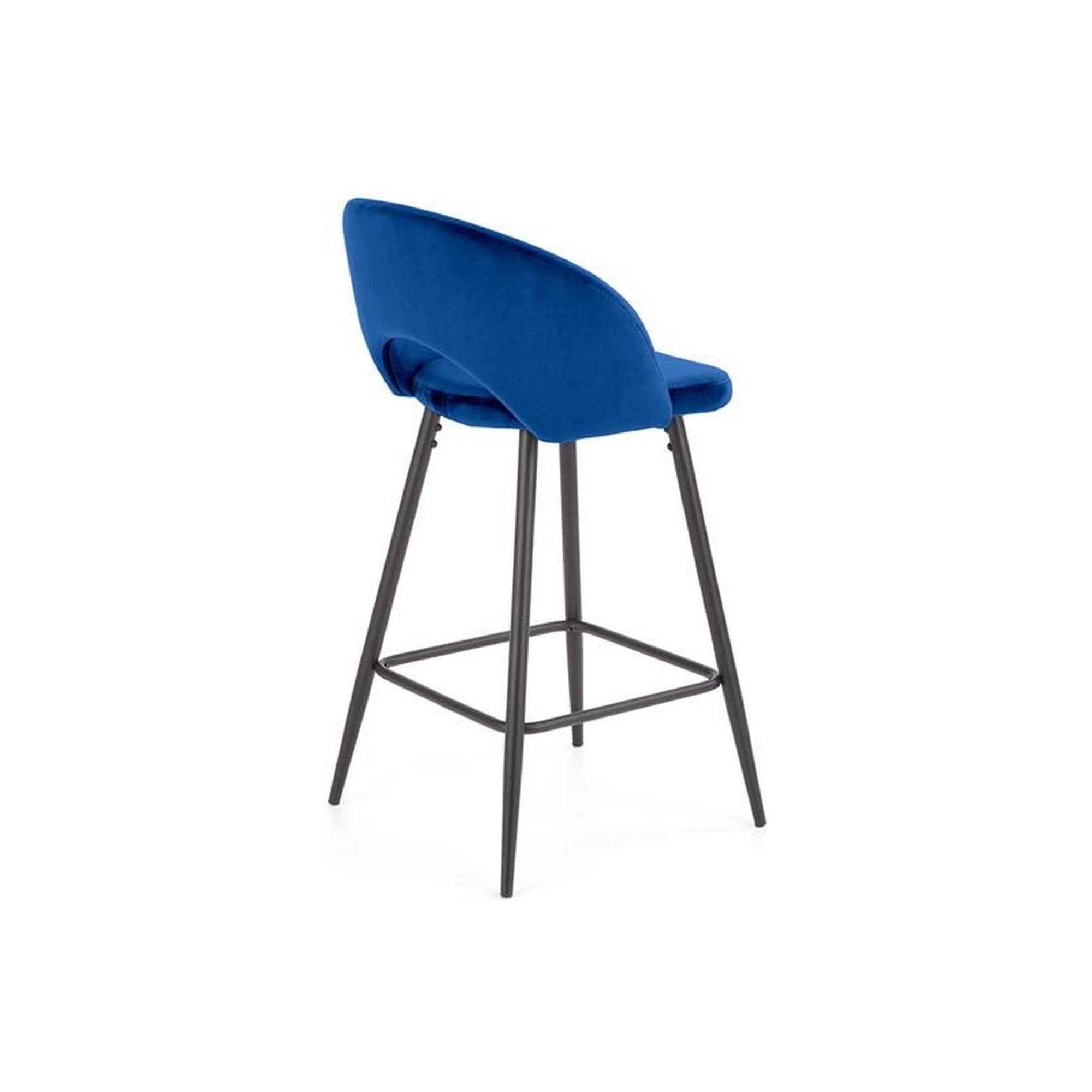 Scaun bar H96, albastru inchis/negru, stofa/otel, 48x49x89 cm