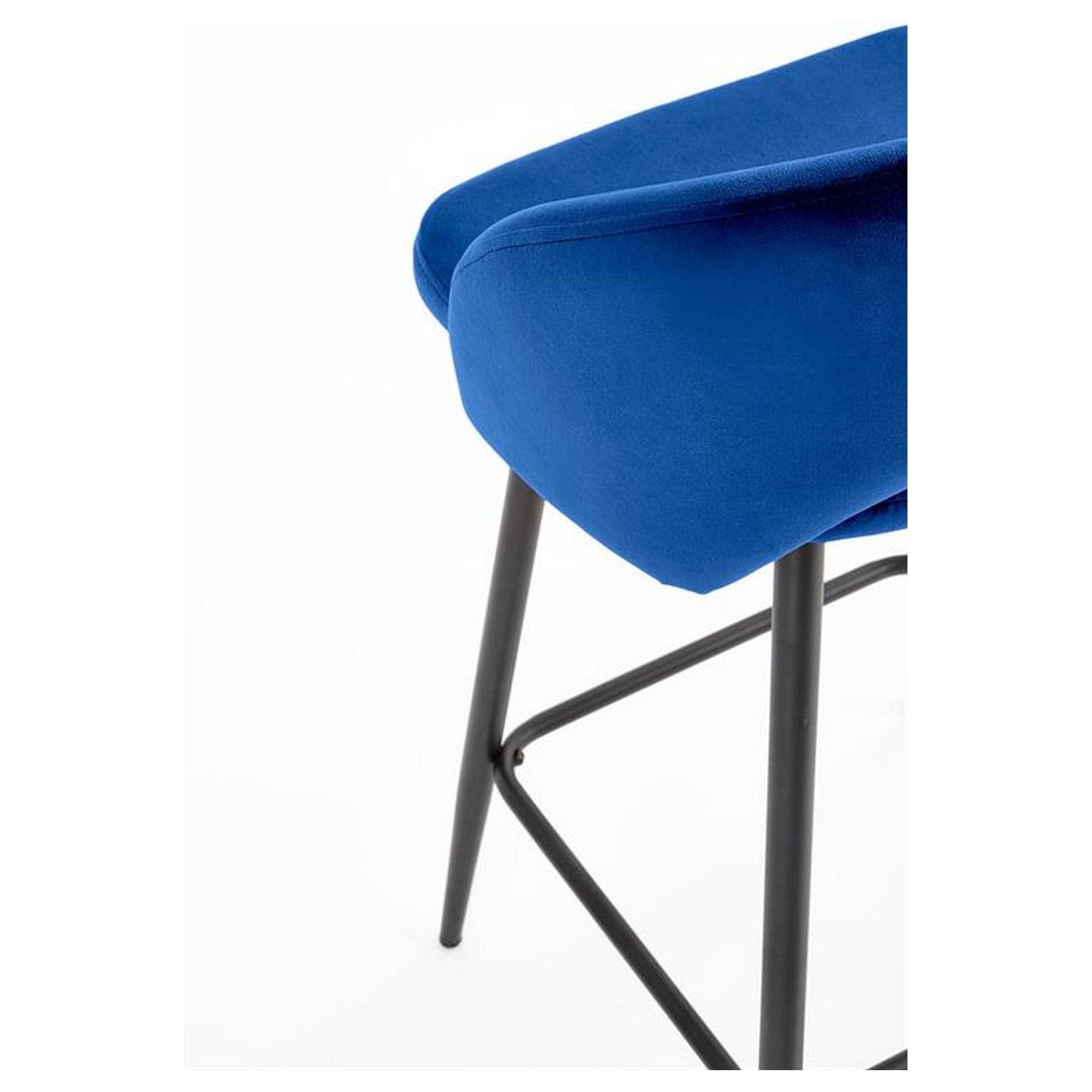 Scaun bar H96, albastru inchis/negru, stofa/otel, 48x49x89 cm
