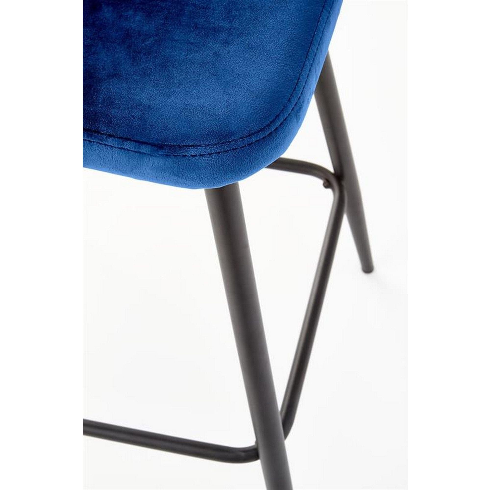 Scaun bar H96, albastru inchis/negru, stofa/otel, 48x49x89 cm