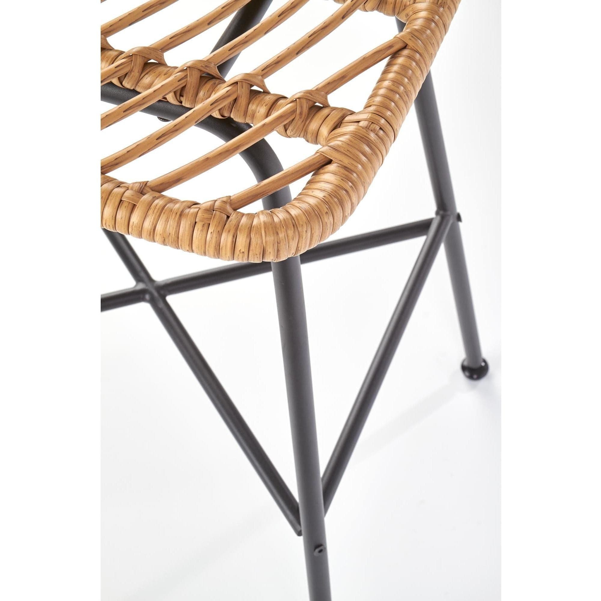 Scaun bar H97, negru/stejar, rattan sintetic/otel, 47x57x113 cm