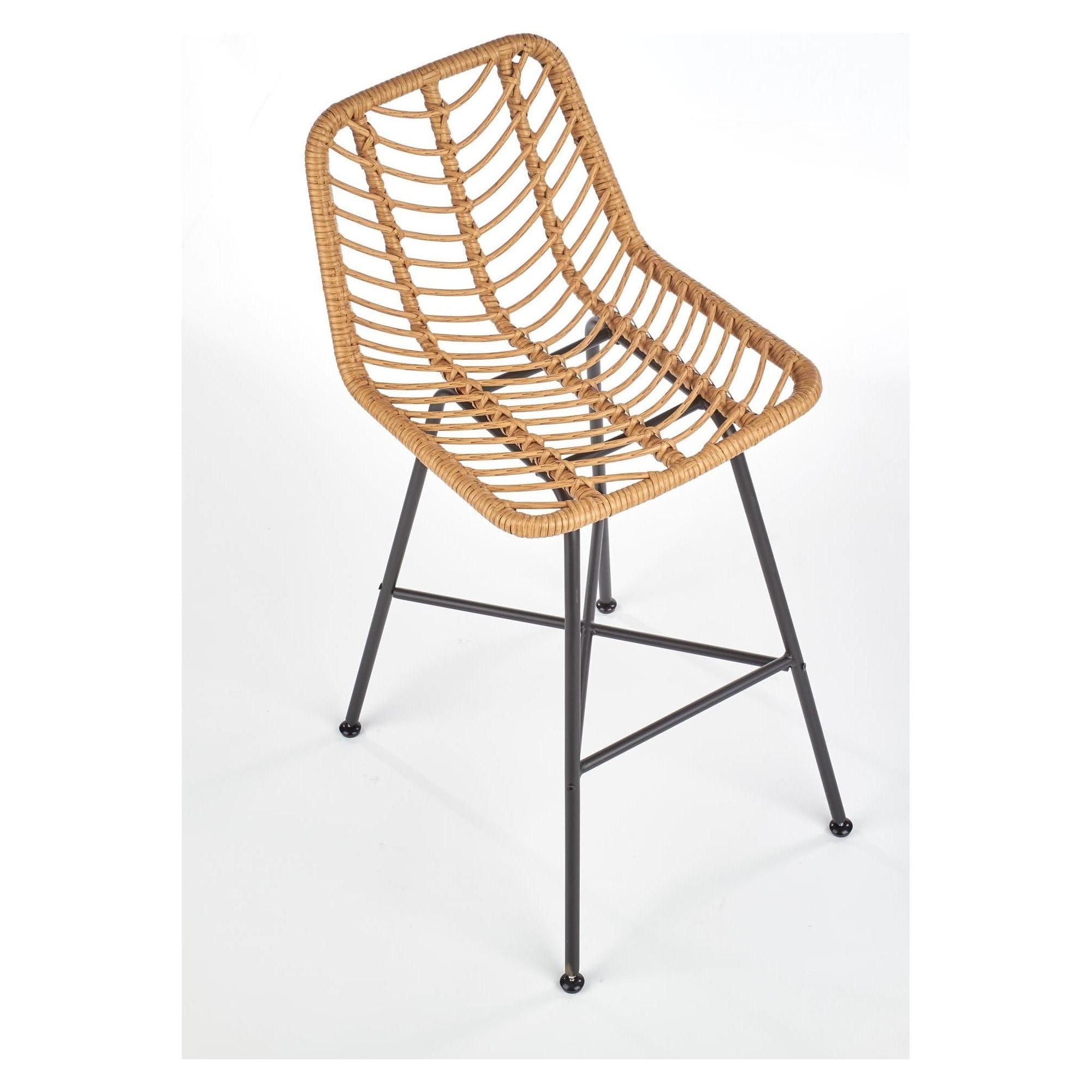 Scaun bar H97, negru/stejar, rattan sintetic/otel, 47x57x113 cm