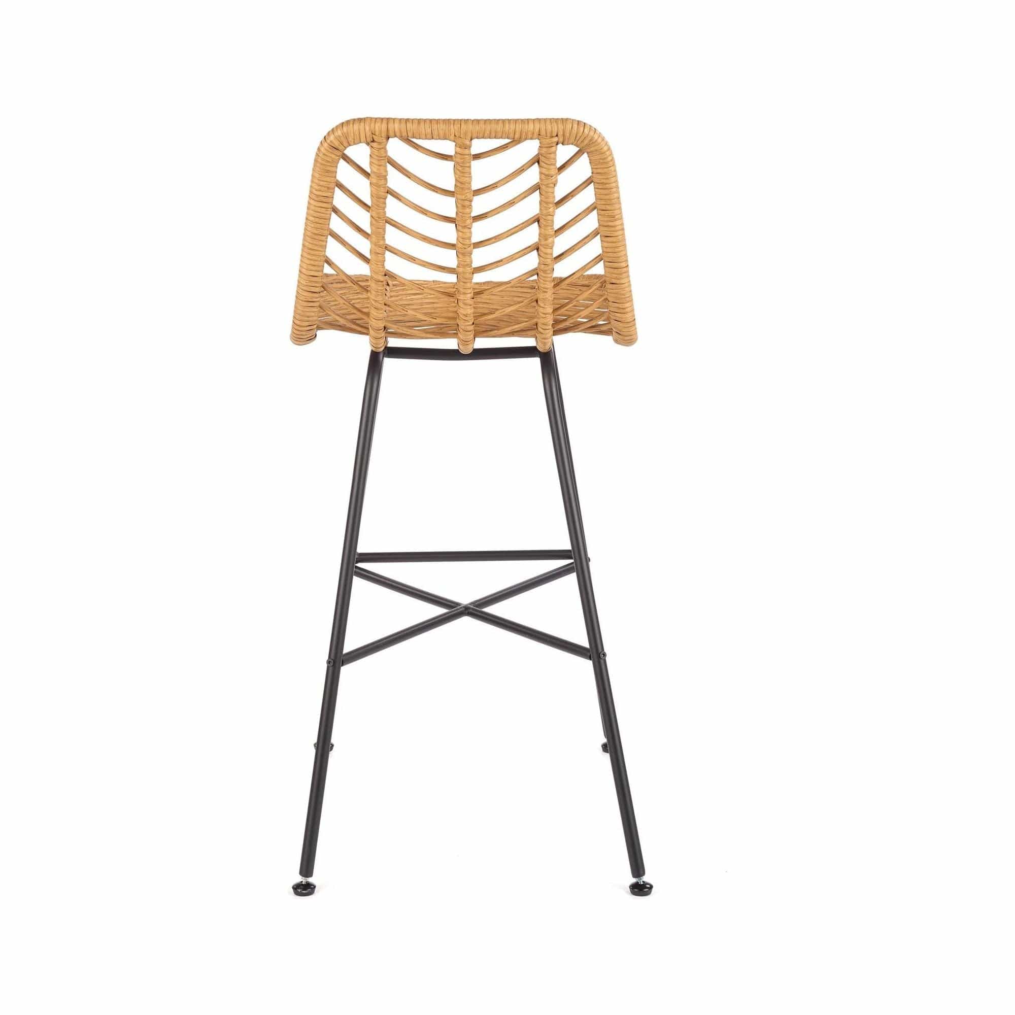 Scaun bar H97, negru/stejar, rattan sintetic/otel, 47x57x113 cm