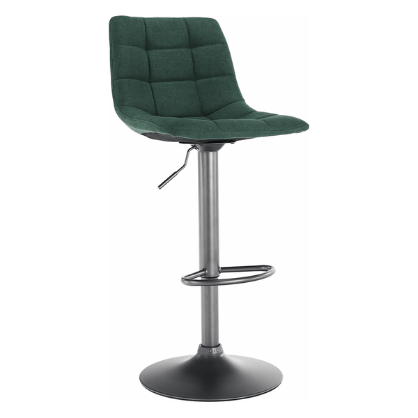 Scaun bar LAHELA, verde/negru, stofa clasica/metal, 44x50x91/112 cm