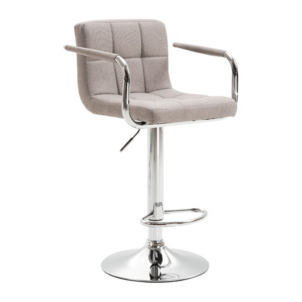 Scaun bar LEORA 2 NEW, gri/crom, stofa/metal, 52x55x89/100 cm