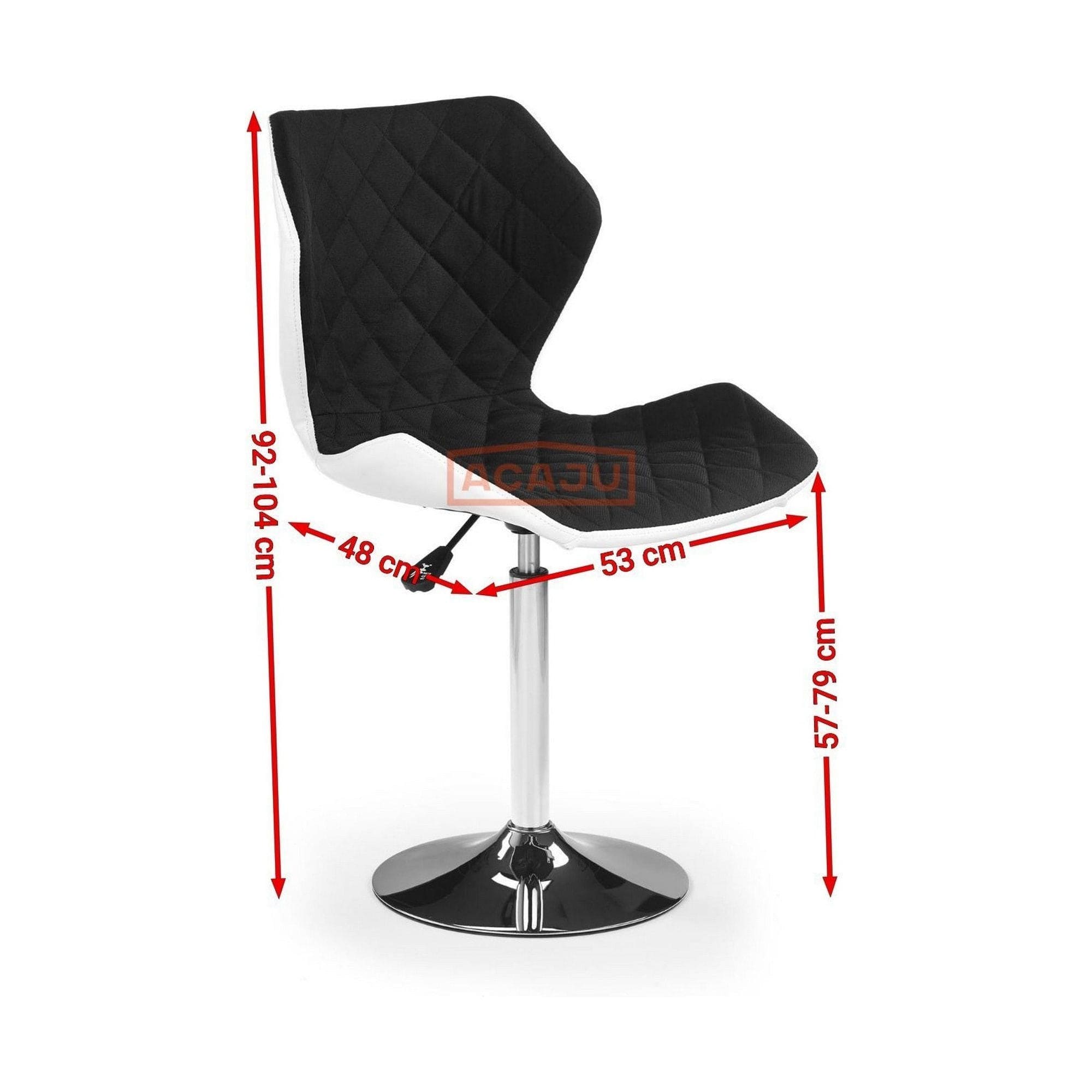 Scaun bar Matrix 2, negru/crom, piele ecologica/stofa/otel, 48x53x92/104 cm
