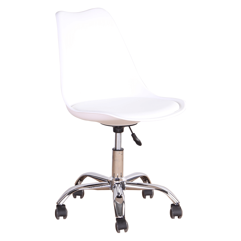 Scaun birou DARISA NEW, alb/crom, piele ecologica/plastic, 48x56x81/90 cm