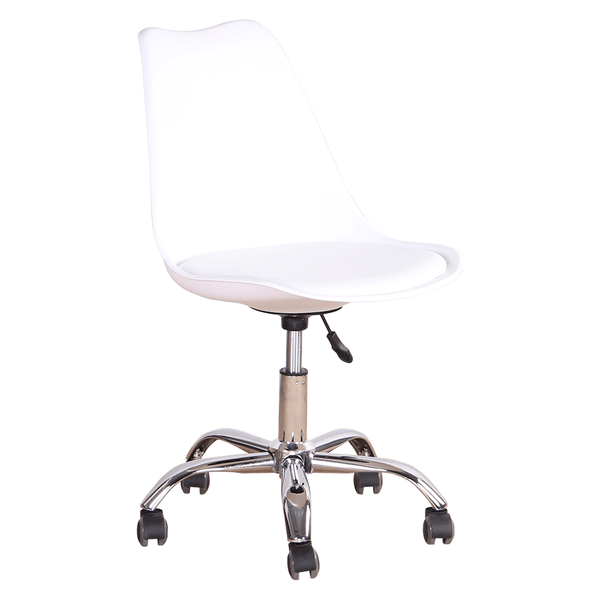 Scaun birou DARISA NEW, alb/crom, piele ecologica/plastic, 48x56x81/90 cm