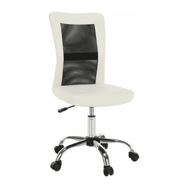 Scaun birou IDOR NEW, alb/negru/crom, piele ecologica/stofa/plasa/metal, 43x59x90/100 cm