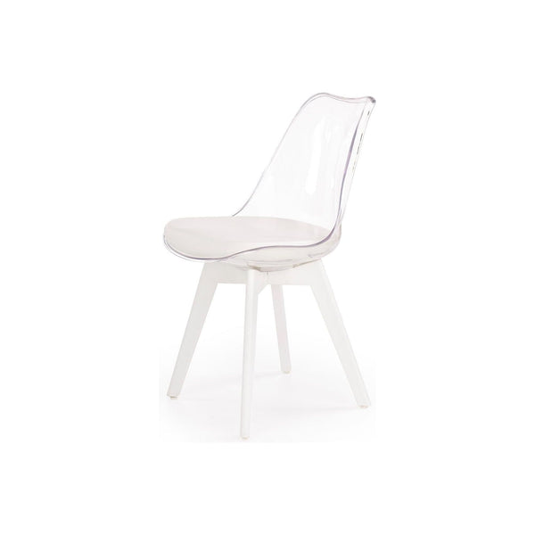 Scaun bucatarie K245, alb/transparent, piele ecologica/policarbonat, 48X58X83 CM
