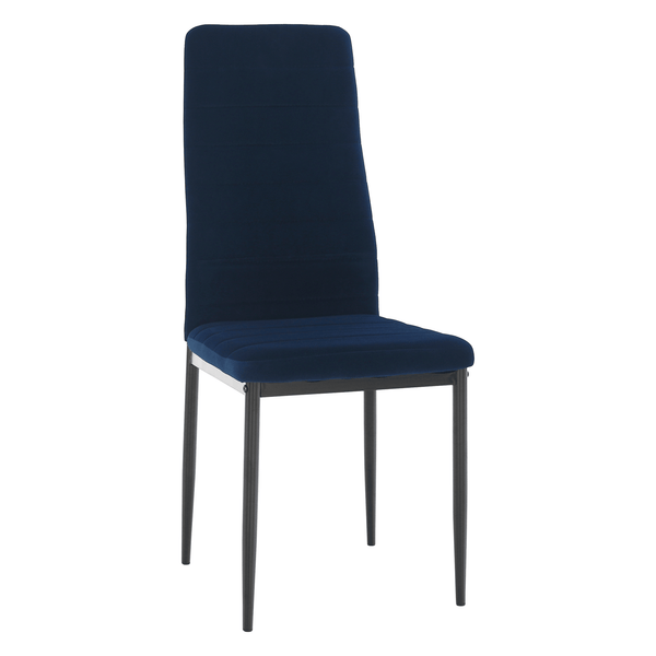 Scaun Coleta Nova, albastru/negru, tesatura de catifea, 41x49x96 cm