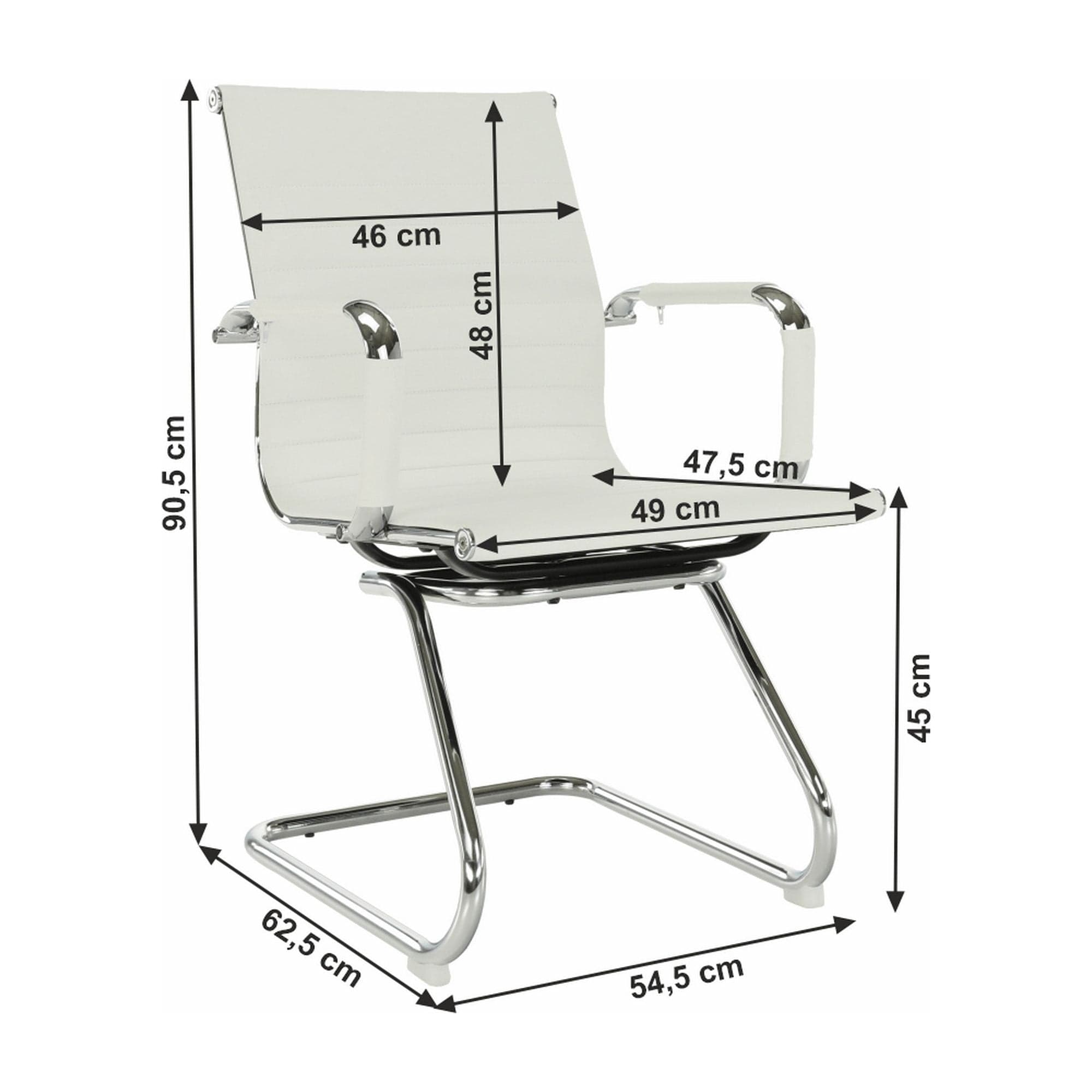 Scaun conferinta AZURE 2 NEW TYP 2, piele ecologica/metal, alb, 54.5x62.5x90.5 cm