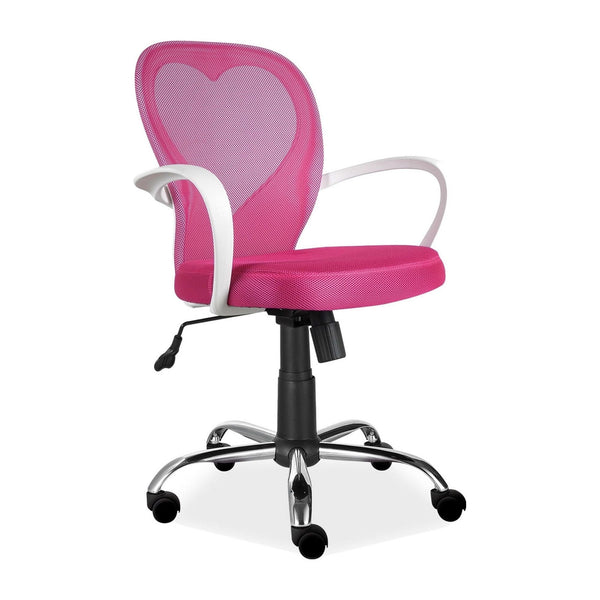 Scaun de birou DAISY, roz, stofa/polipropilena, 60x47x88/98 cm