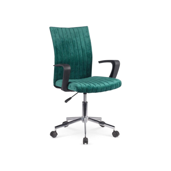 Scaun de birou DORAL, verde inchis/negru/crom, stofa catifelata/metal, 55x58x88/98 cm