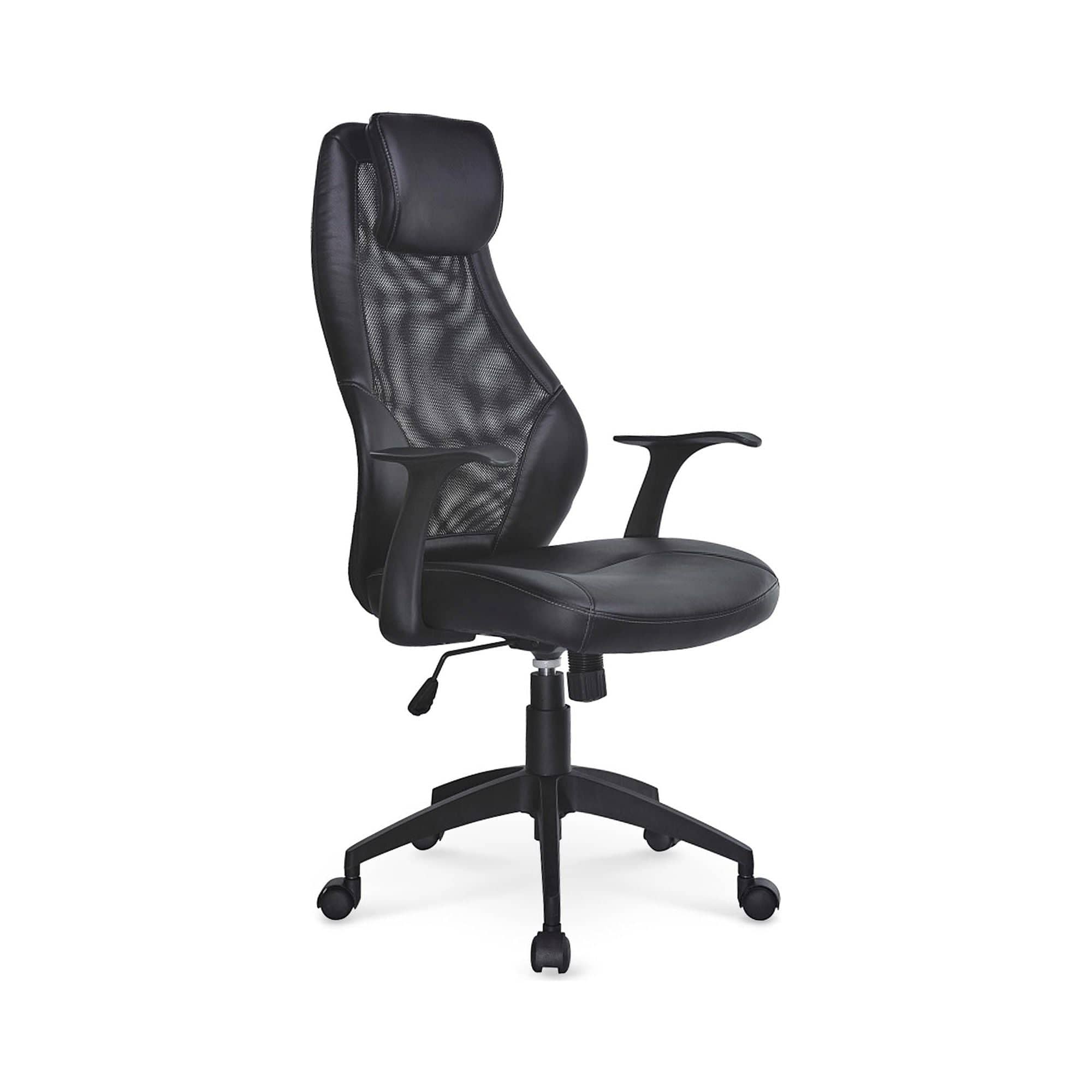 Scaun de birou TORINO, negru, piele ecologica/plasa, 64x63x114/124 cm