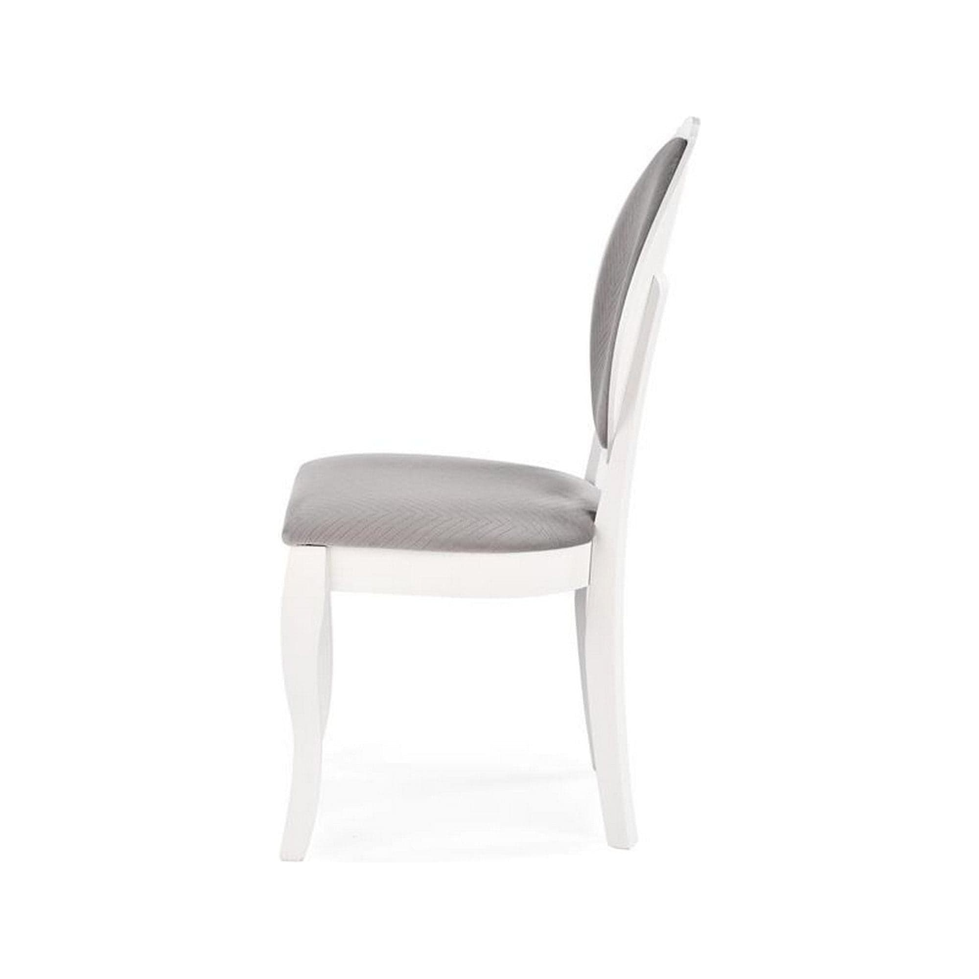 Scaun dining VELO, gri/alb, stofa catifelata/lemn, 44x53x96 cm
