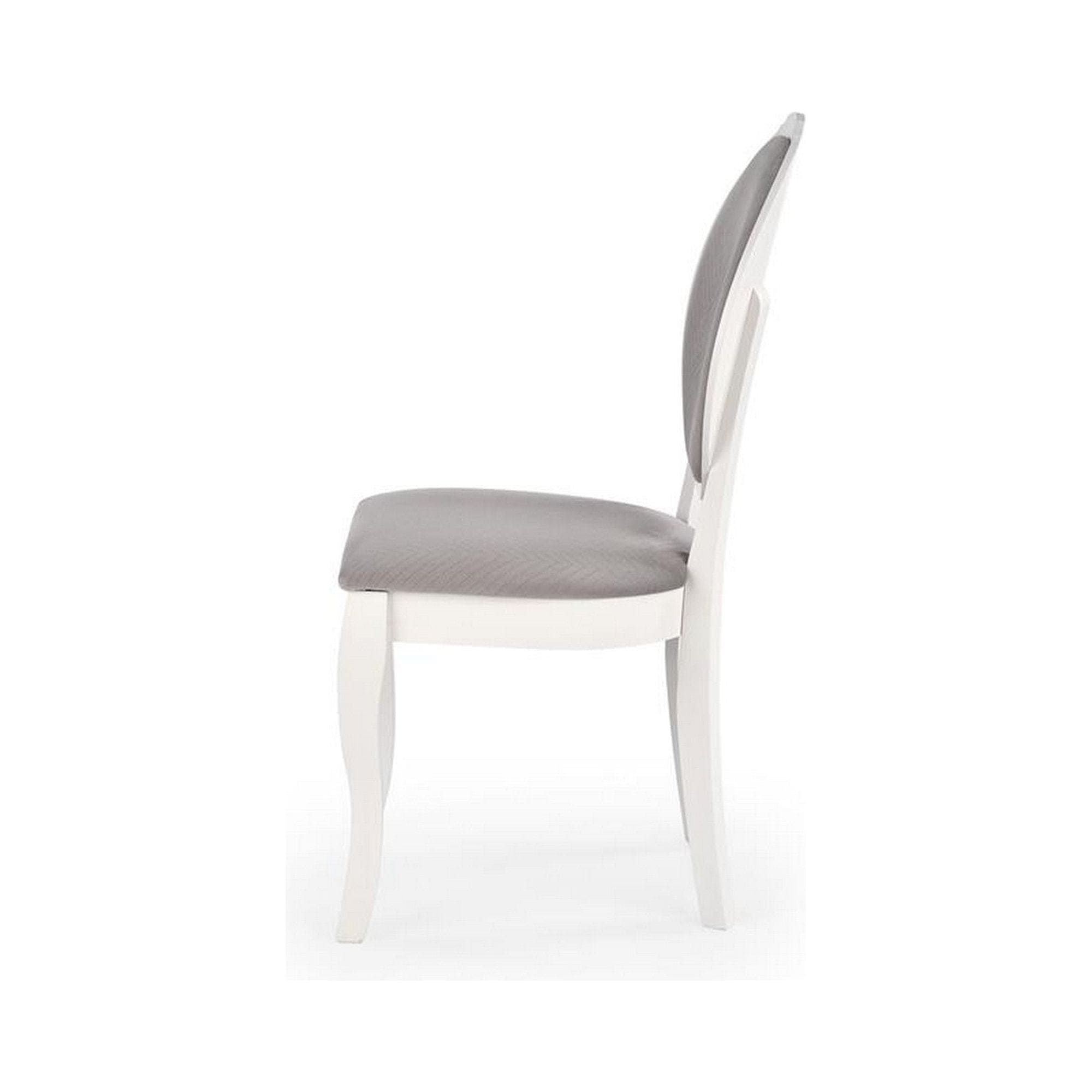 Scaun dining VELO, gri/alb, stofa catifelata/lemn, 44x53x96 cm