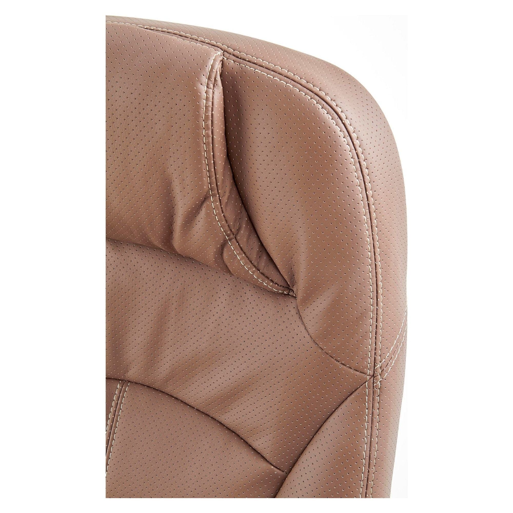 Scaun directorial CARLOS, maro deschis, piele ecologica perforata/metal, 66x70x106/114 cm