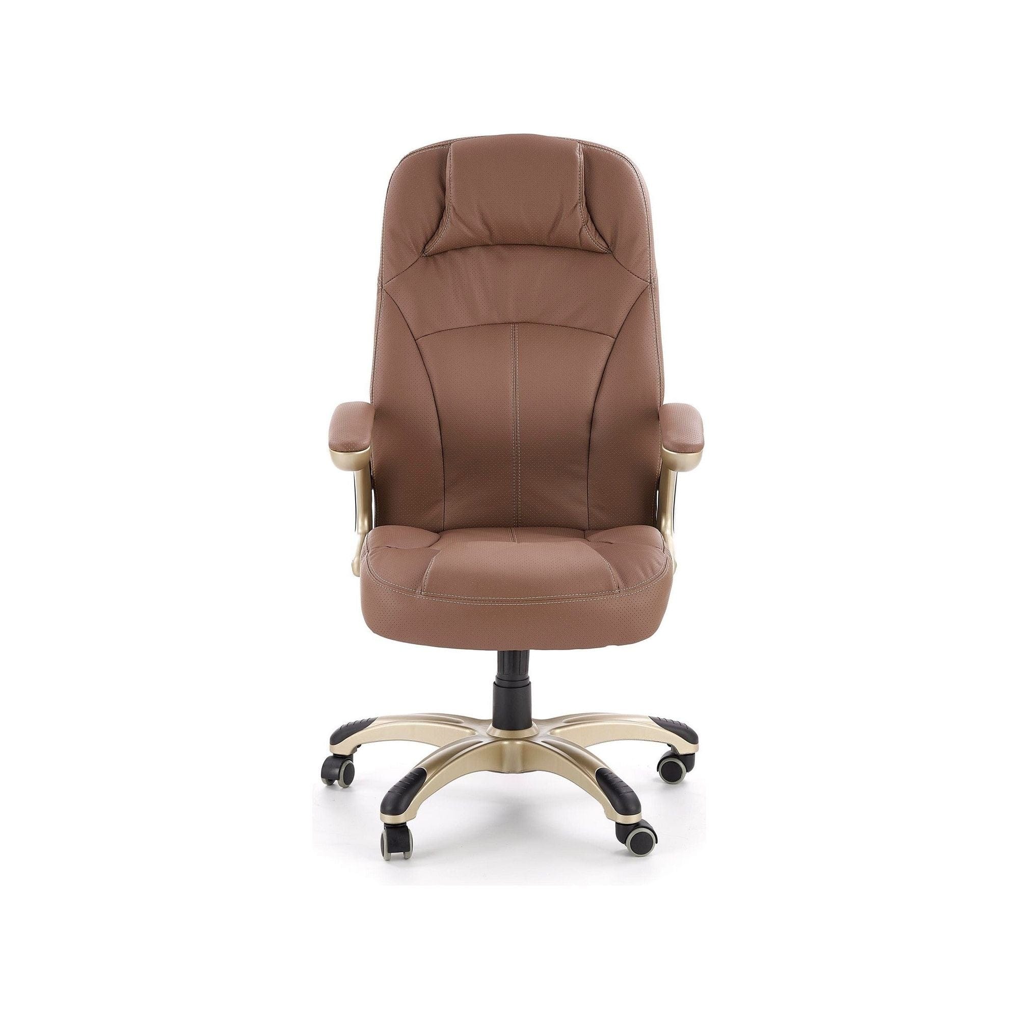 Scaun directorial CARLOS, maro deschis, piele ecologica perforata/metal, 66x70x106/114 cm