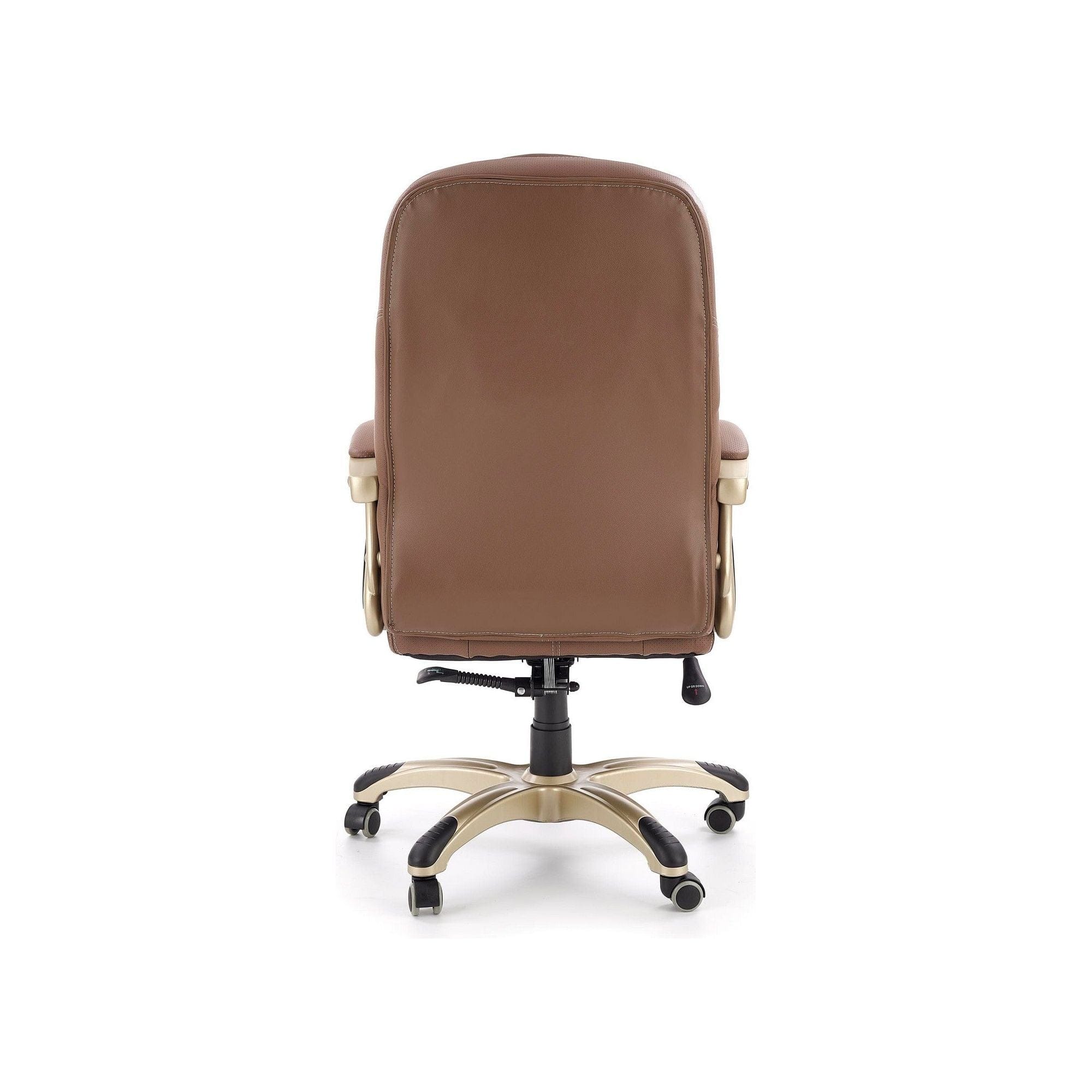 Scaun directorial CARLOS, maro deschis, piele ecologica perforata/metal, 66x70x106/114 cm
